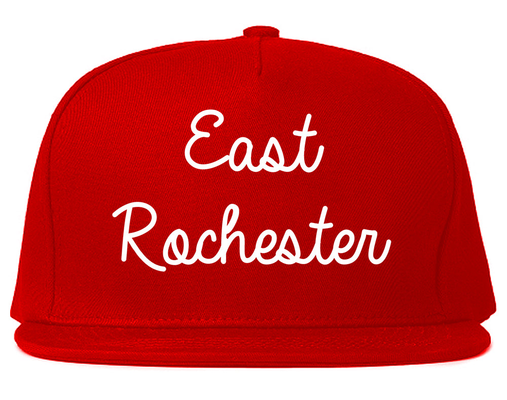 East Rochester New York NY Script Mens Snapback Hat Red