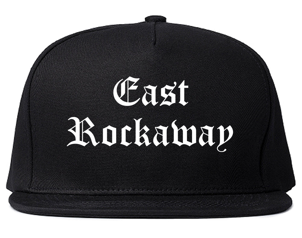 East Rockaway New York NY Old English Mens Snapback Hat Black