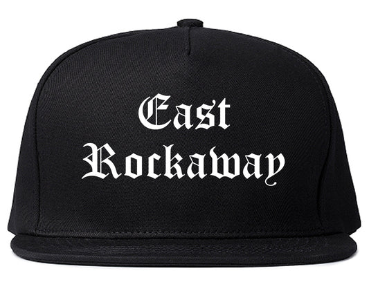 East Rockaway New York NY Old English Mens Snapback Hat Black