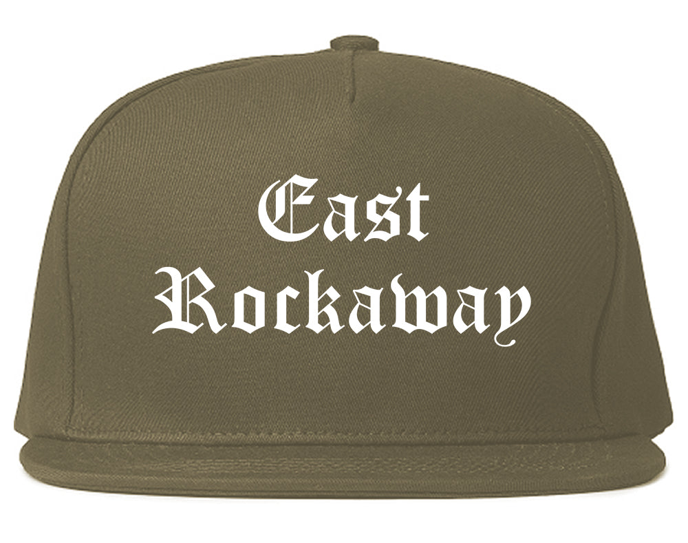 East Rockaway New York NY Old English Mens Snapback Hat Grey