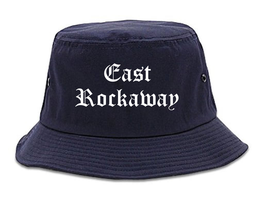 East Rockaway New York NY Old English Mens Bucket Hat Navy Blue