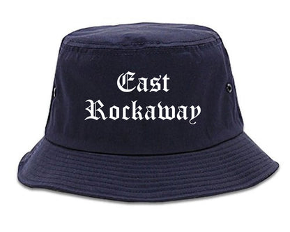 East Rockaway New York NY Old English Mens Bucket Hat Navy Blue