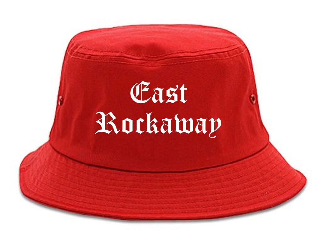 East Rockaway New York NY Old English Mens Bucket Hat Red