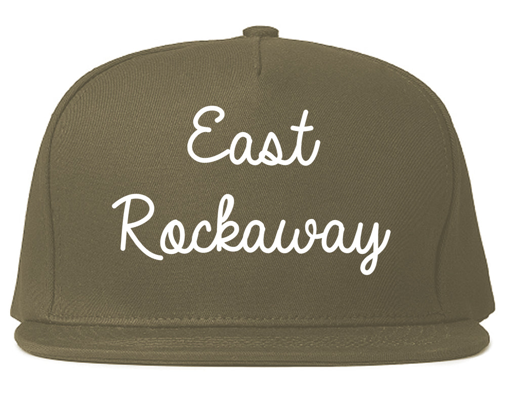 East Rockaway New York NY Script Mens Snapback Hat Grey