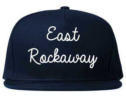 East Rockaway New York NY Script Mens Snapback Hat Navy Blue