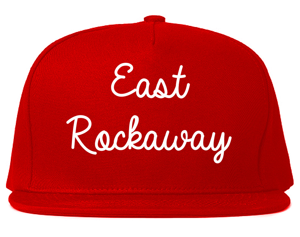 East Rockaway New York NY Script Mens Snapback Hat Red