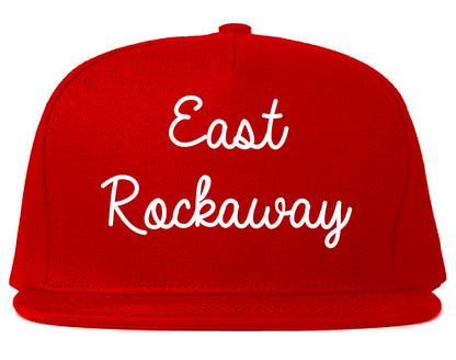 East Rockaway New York NY Script Mens Snapback Hat Red