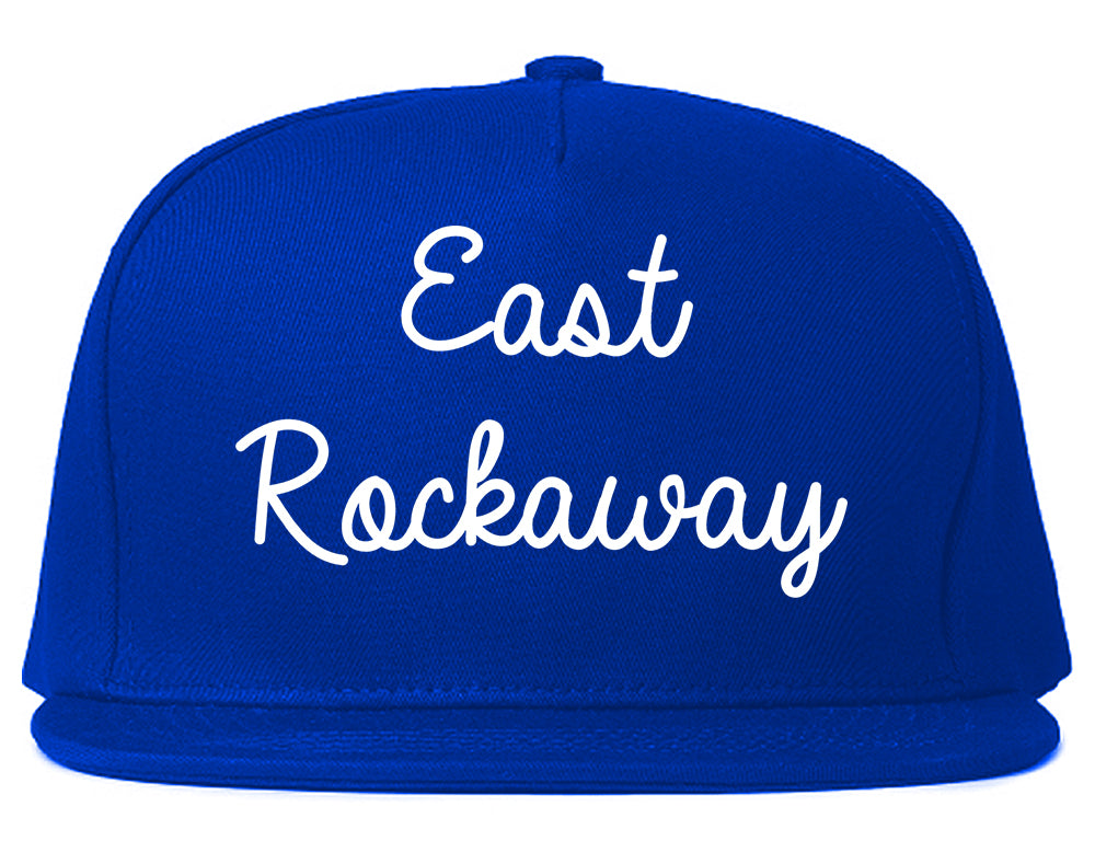 East Rockaway New York NY Script Mens Snapback Hat Royal Blue