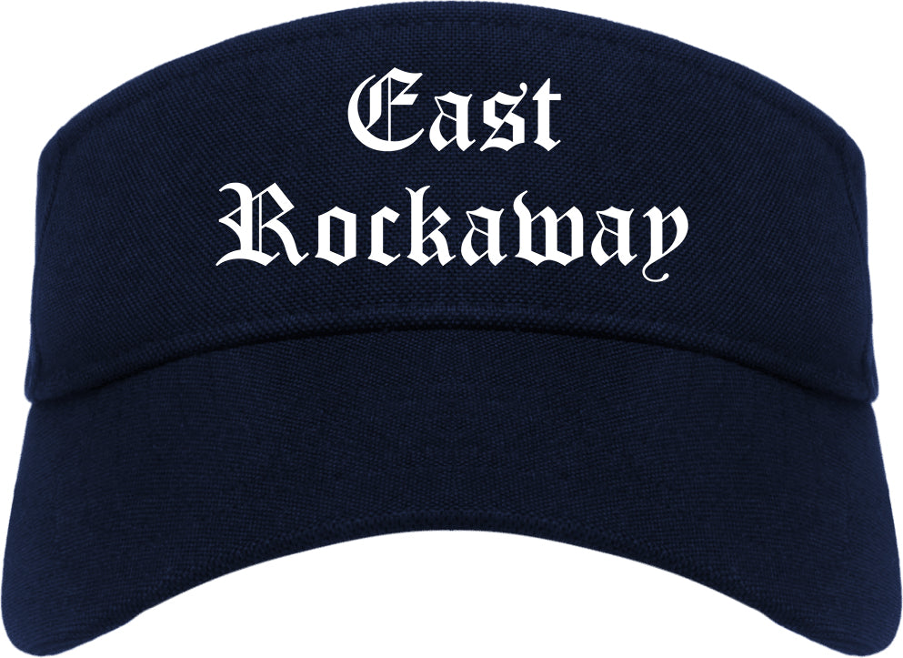 East Rockaway New York NY Old English Mens Visor Cap Hat Navy Blue