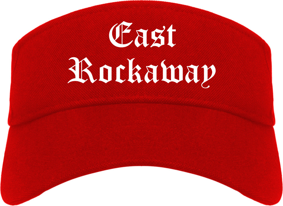 East Rockaway New York NY Old English Mens Visor Cap Hat Red