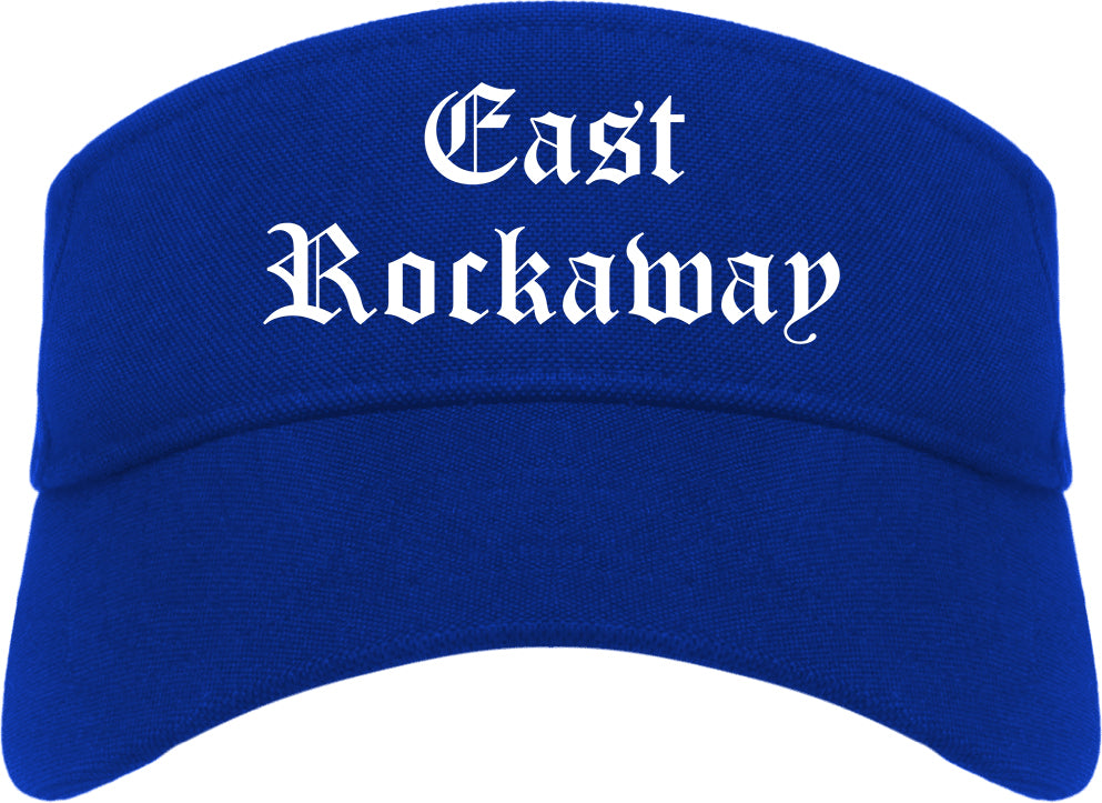 East Rockaway New York NY Old English Mens Visor Cap Hat Royal Blue