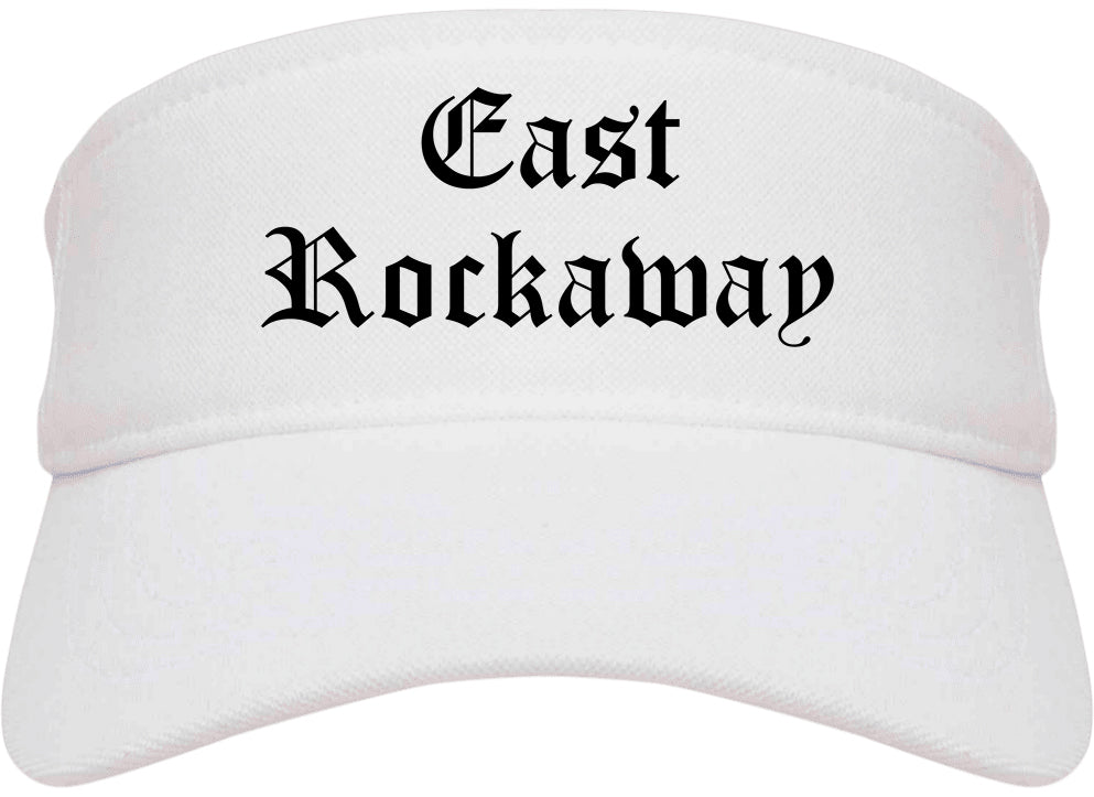 East Rockaway New York NY Old English Mens Visor Cap Hat White