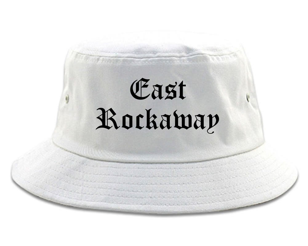 East Rockaway New York NY Old English Mens Bucket Hat White