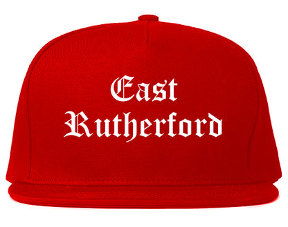 East Rutherford New Jersey NJ Old English Mens Snapback Hat Red