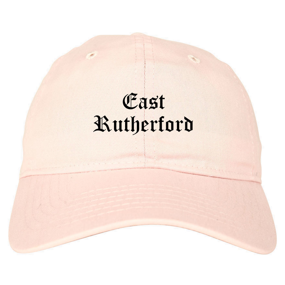 East Rutherford New Jersey NJ Old English Mens Dad Hat Baseball Cap Pink