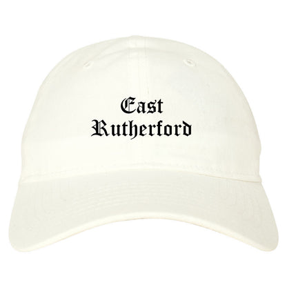 East Rutherford New Jersey NJ Old English Mens Dad Hat Baseball Cap White