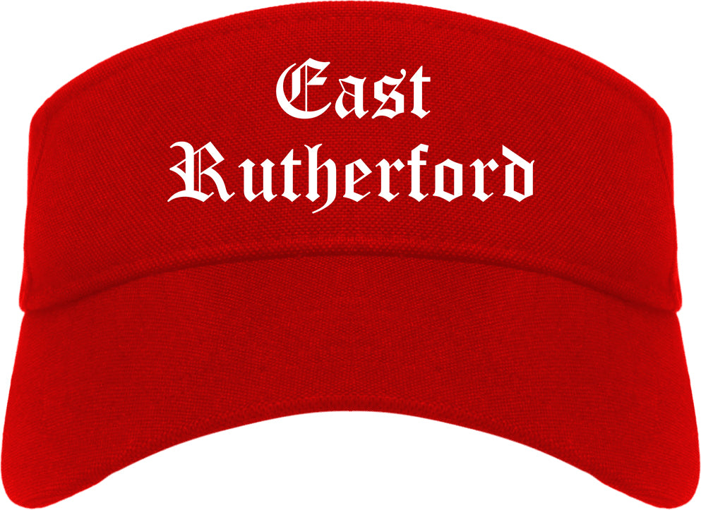 East Rutherford New Jersey NJ Old English Mens Visor Cap Hat Red