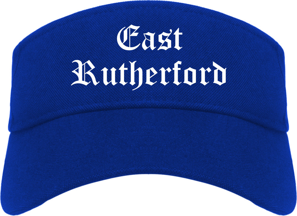 East Rutherford New Jersey NJ Old English Mens Visor Cap Hat Royal Blue