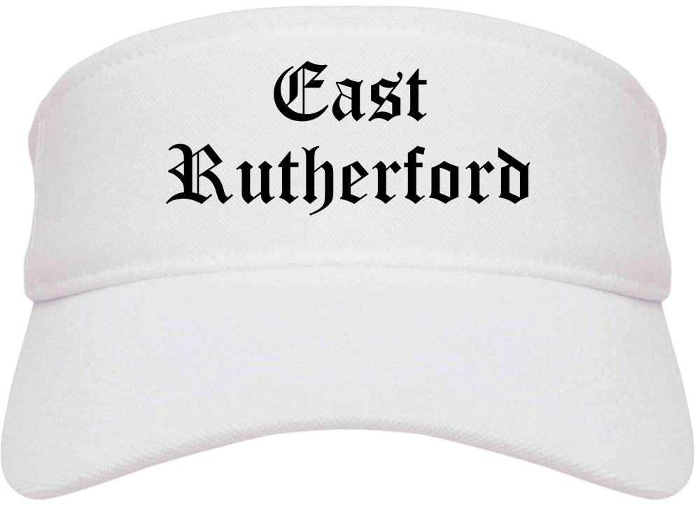 East Rutherford New Jersey NJ Old English Mens Visor Cap Hat White