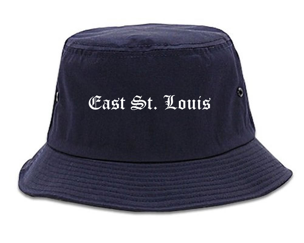 East St. Louis Illinois IL Old English Mens Bucket Hat Navy Blue