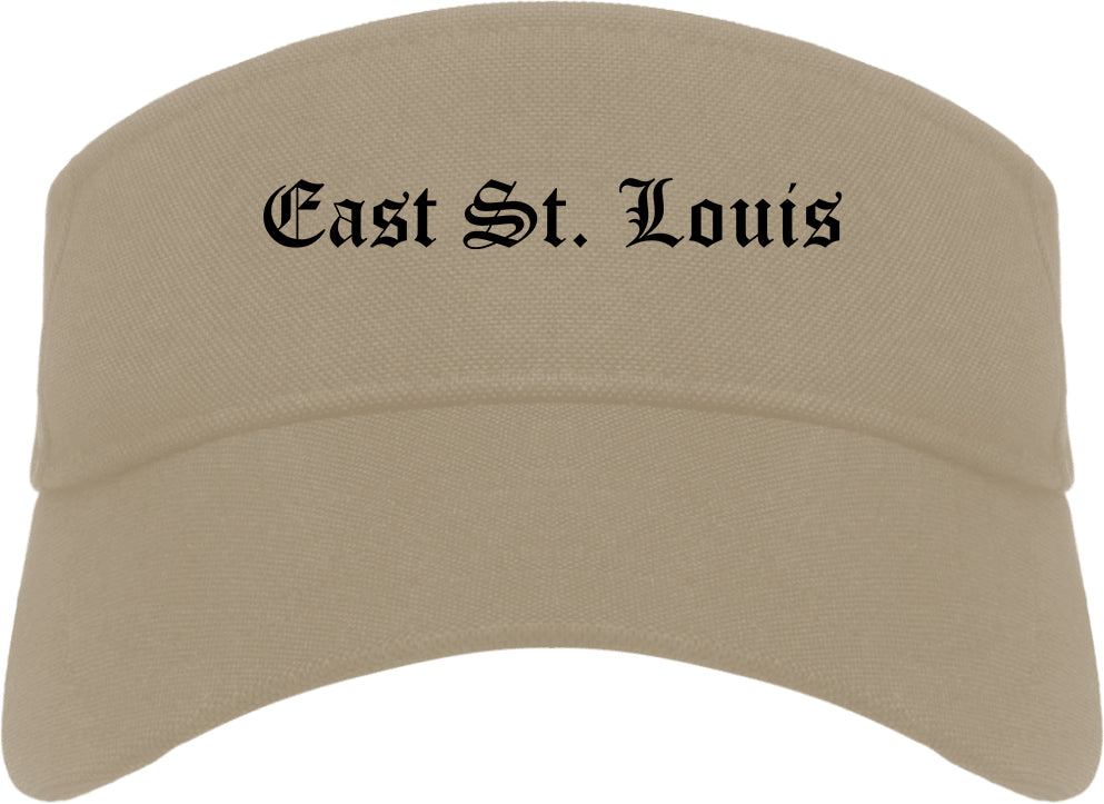 East St. Louis Illinois IL Old English Mens Visor Cap Hat Khaki
