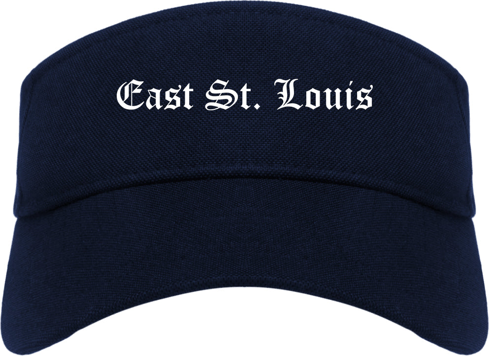 East St. Louis Illinois IL Old English Mens Visor Cap Hat Navy Blue