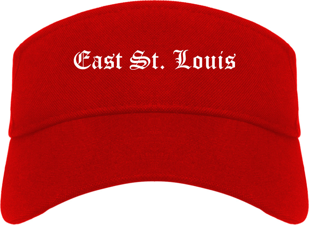East St. Louis Illinois IL Old English Mens Visor Cap Hat Red