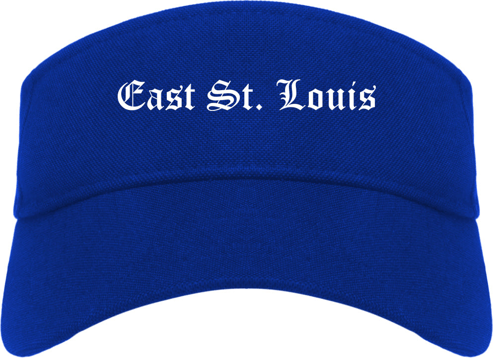 East St. Louis Illinois IL Old English Mens Visor Cap Hat Royal Blue