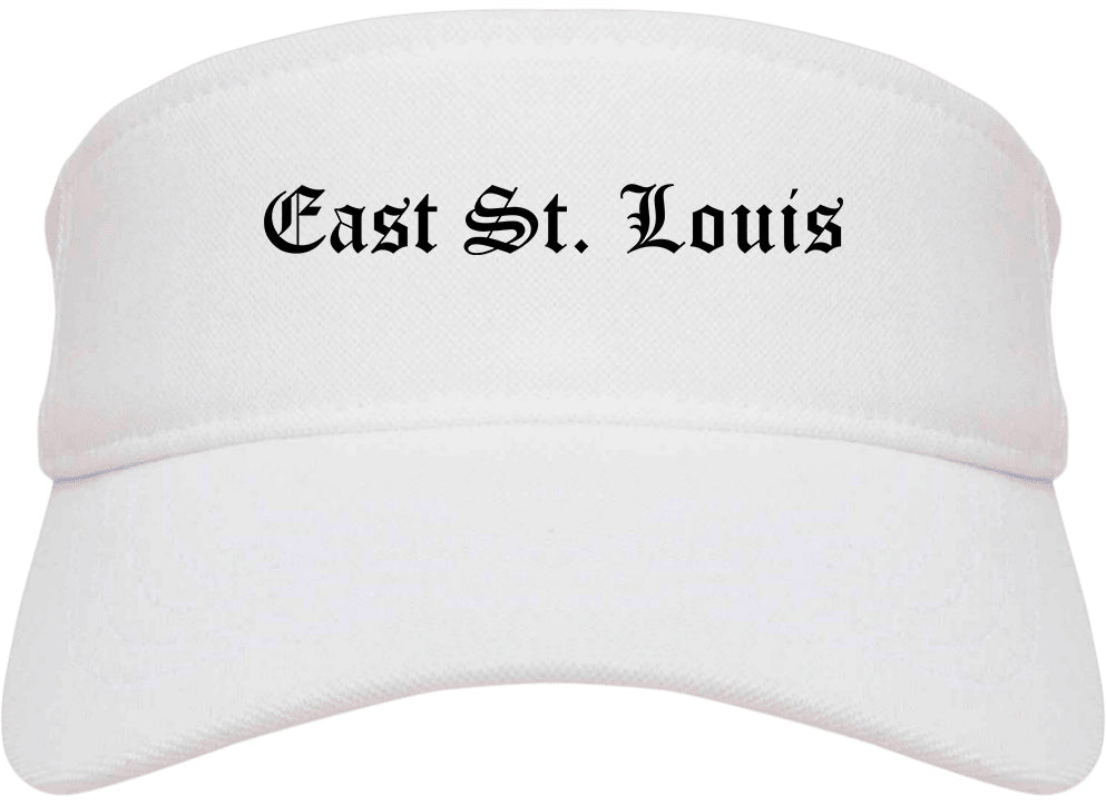 East St. Louis Illinois IL Old English Mens Visor Cap Hat White
