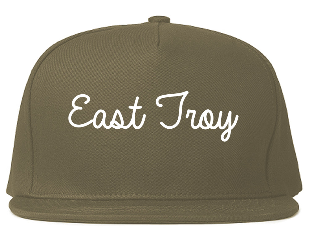 East Troy Wisconsin WI Script Mens Snapback Hat Grey