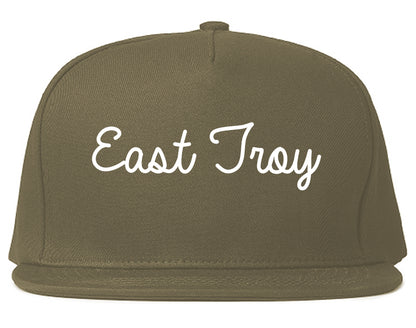 East Troy Wisconsin WI Script Mens Snapback Hat Grey