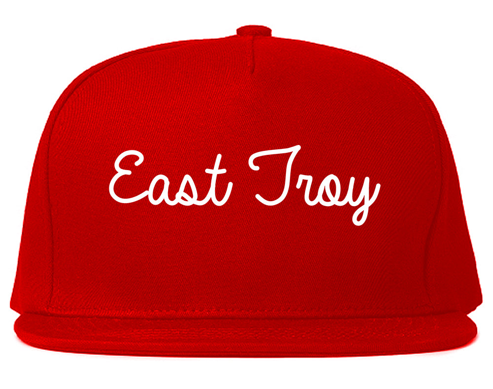 East Troy Wisconsin WI Script Mens Snapback Hat Red