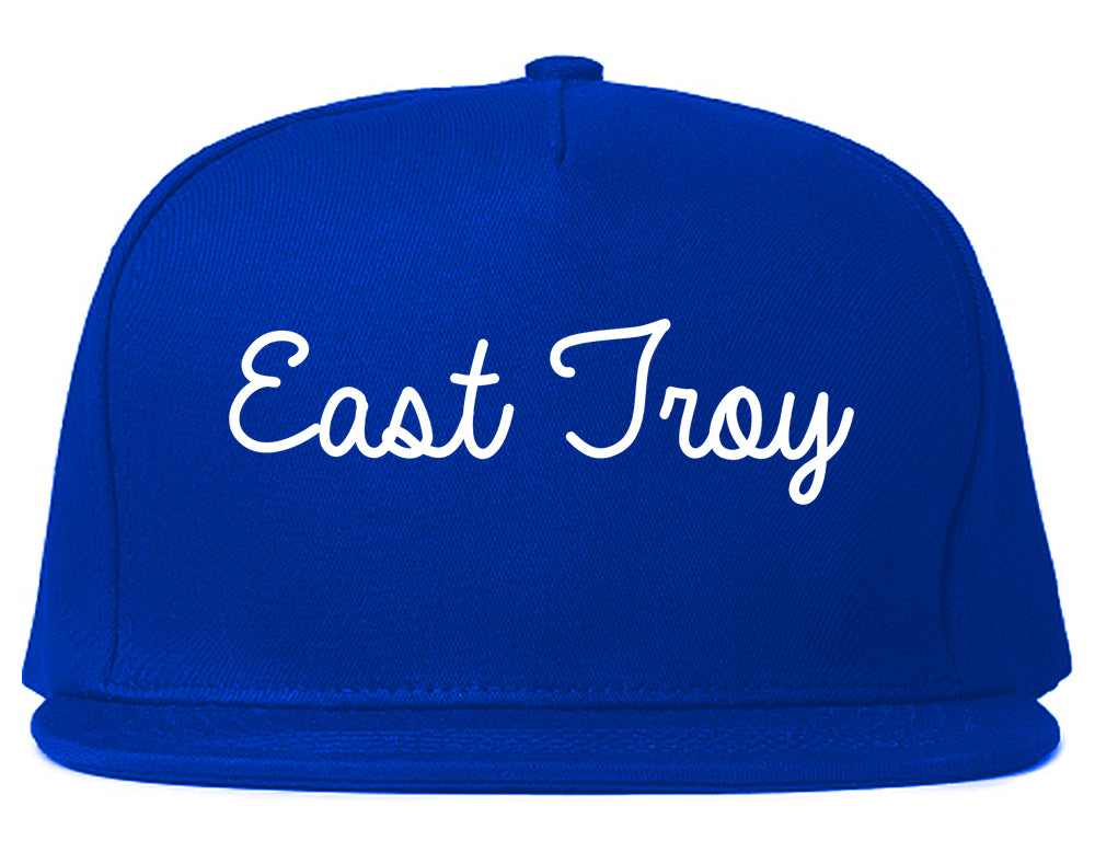 East Troy Wisconsin WI Script Mens Snapback Hat Royal Blue