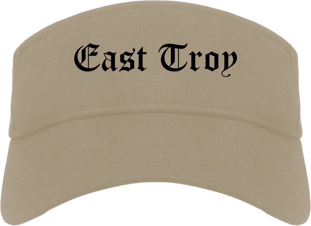 East Troy Wisconsin WI Old English Mens Visor Cap Hat Khaki