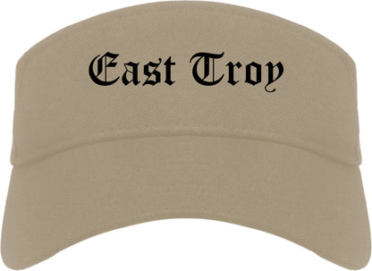 East Troy Wisconsin WI Old English Mens Visor Cap Hat Khaki