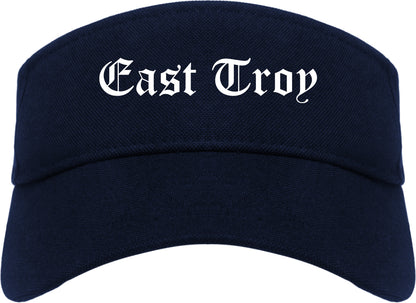 East Troy Wisconsin WI Old English Mens Visor Cap Hat Navy Blue