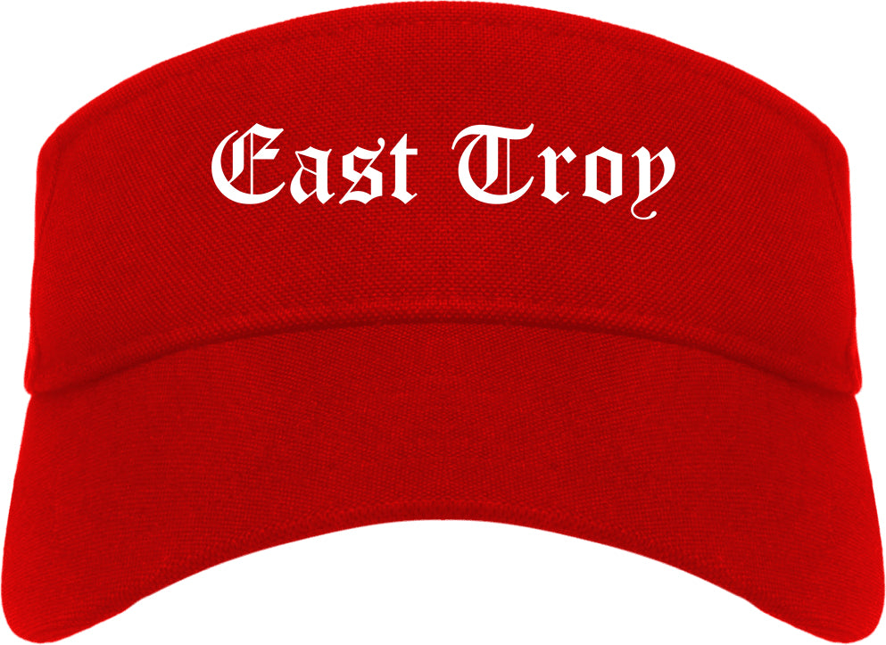 East Troy Wisconsin WI Old English Mens Visor Cap Hat Red