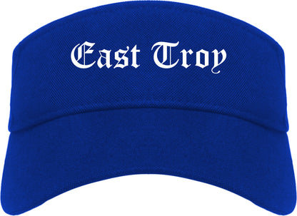 East Troy Wisconsin WI Old English Mens Visor Cap Hat Royal Blue