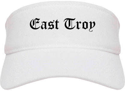 East Troy Wisconsin WI Old English Mens Visor Cap Hat White