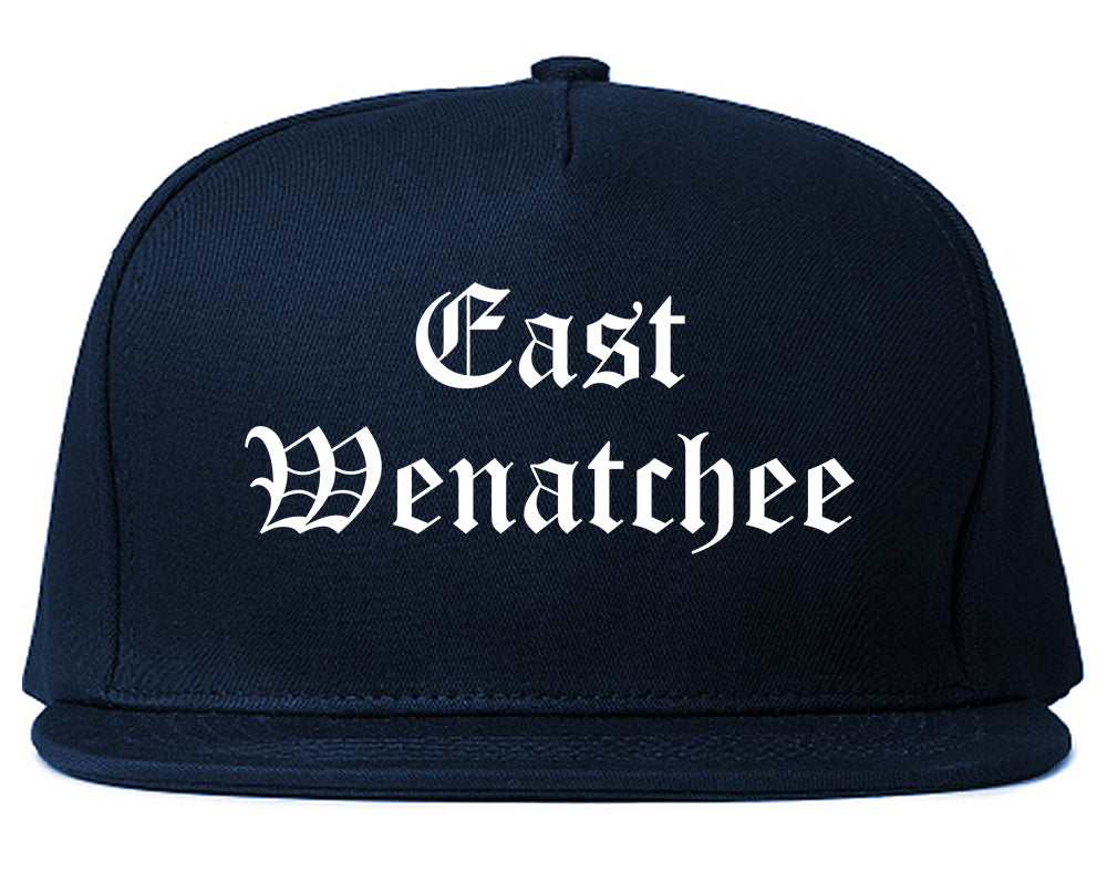 East Wenatchee Washington WA Old English Mens Snapback Hat Navy Blue