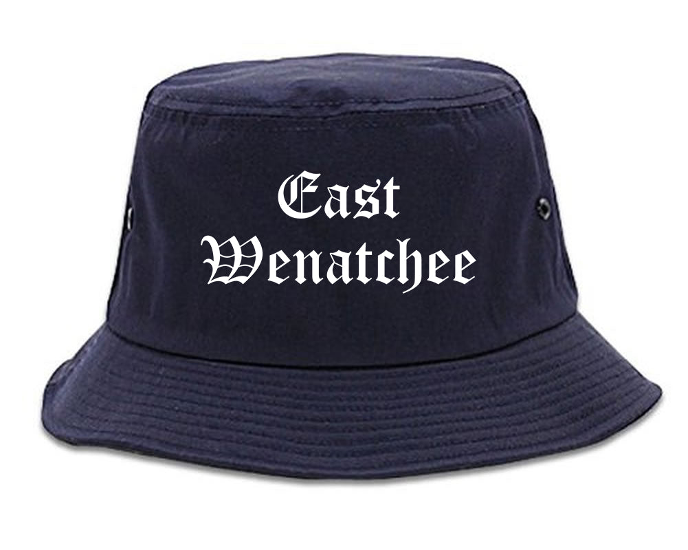 East Wenatchee Washington WA Old English Mens Bucket Hat Navy Blue