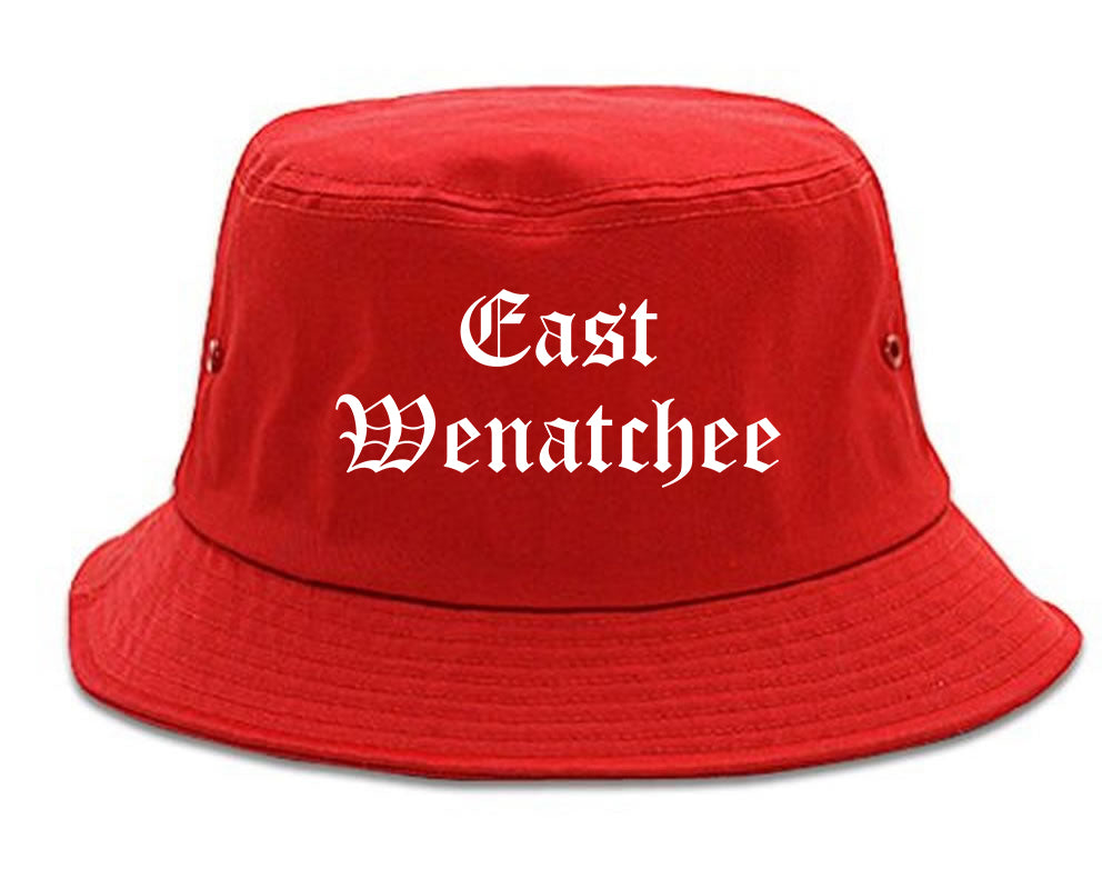 East Wenatchee Washington WA Old English Mens Bucket Hat Red