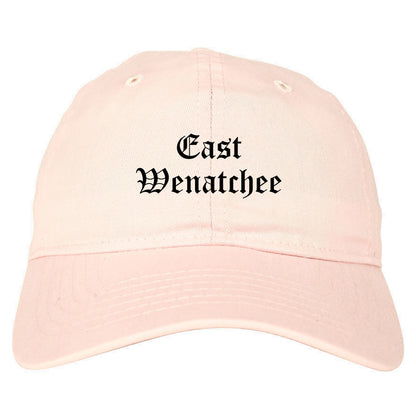 East Wenatchee Washington WA Old English Mens Dad Hat Baseball Cap Pink