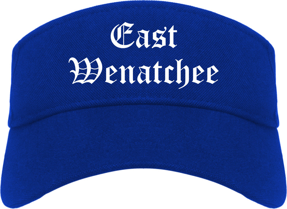 East Wenatchee Washington WA Old English Mens Visor Cap Hat Royal Blue