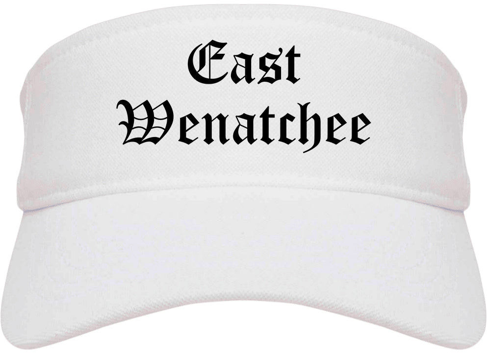 East Wenatchee Washington WA Old English Mens Visor Cap Hat White