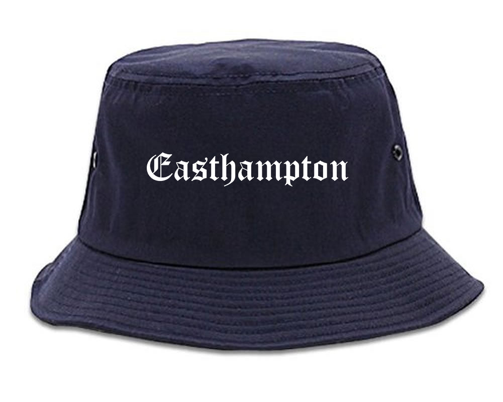 Easthampton Massachusetts MA Old English Mens Bucket Hat Navy Blue