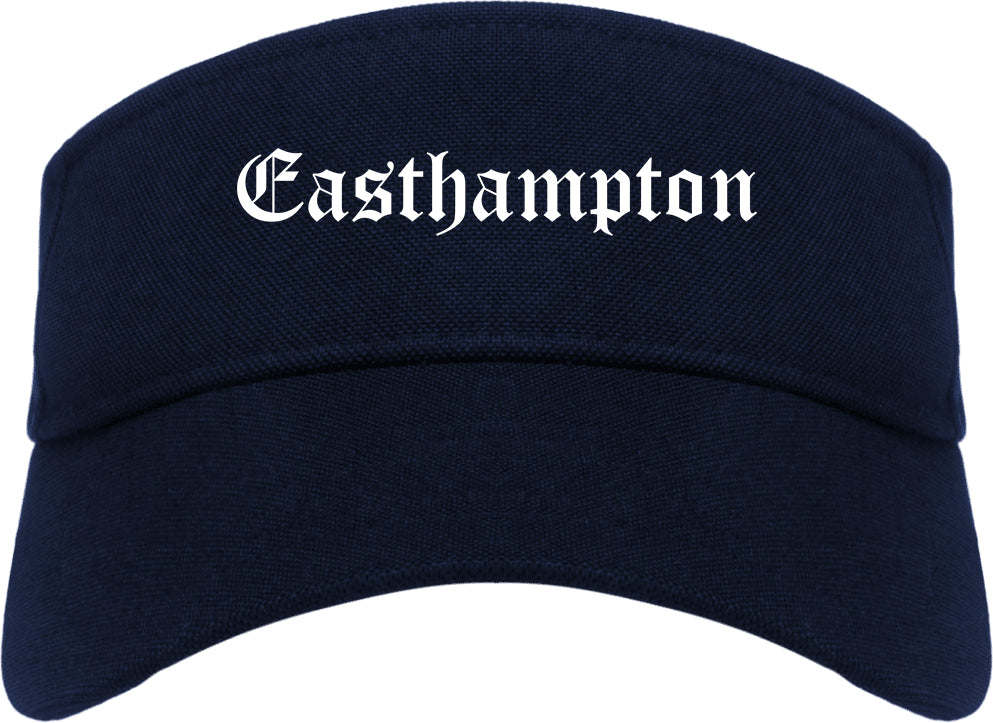 Easthampton Massachusetts MA Old English Mens Visor Cap Hat Navy Blue