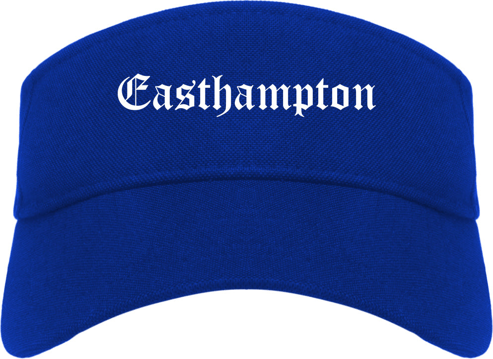 Easthampton Massachusetts MA Old English Mens Visor Cap Hat Royal Blue