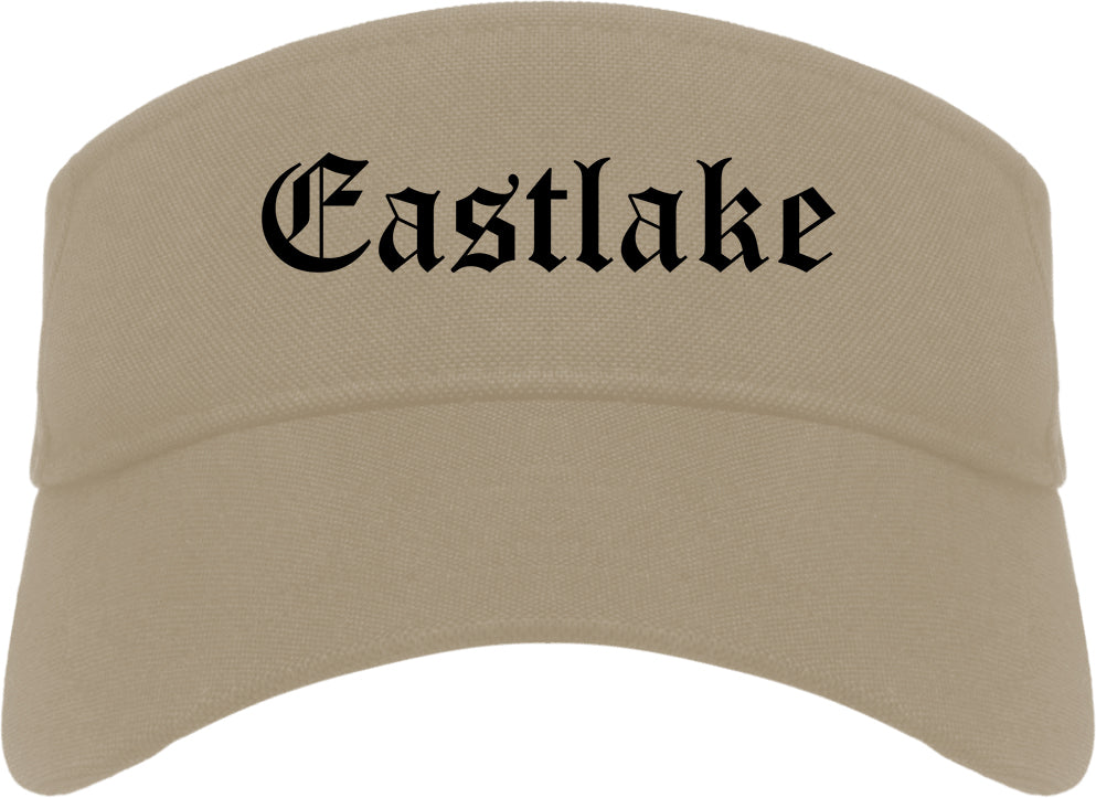 Eastlake Ohio OH Old English Mens Visor Cap Hat Khaki