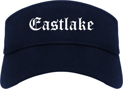 Eastlake Ohio OH Old English Mens Visor Cap Hat Navy Blue